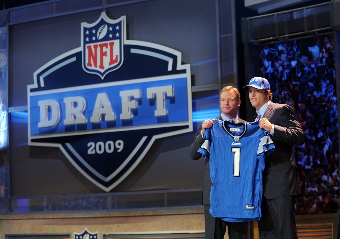 Matthew Stafford at the 2009 NFL Draft after the Detroit Lions picked him No. 1 overall.
